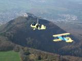 Formationsflug mit einer Kibitz, Burg Neuffen